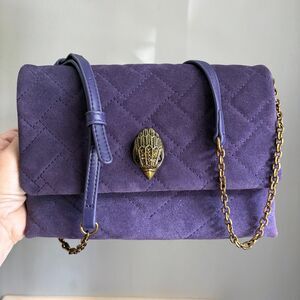 NWT Kurt Geiger Kensington Duet Purple Quilted Suede + Leather 3-way w/ Dust Bag